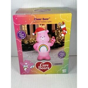 CARE BEARS Cheer Bear Yard Lawn Blow Up Airblown Holiday Light Christmas 5ft NEW